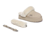 AUSTRALIAN SHEPHERD® UGG Slippers Women Removable Wool Strap Slingback Platform Musa