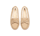 EVERAU® UGG Slippers Women Sheepskin Wool Bow Moccasins Pommie EVERAU