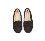 EVERAU® UGG Slippers Women Sheepskin Wool Bow Moccasins Pommie EVERAU