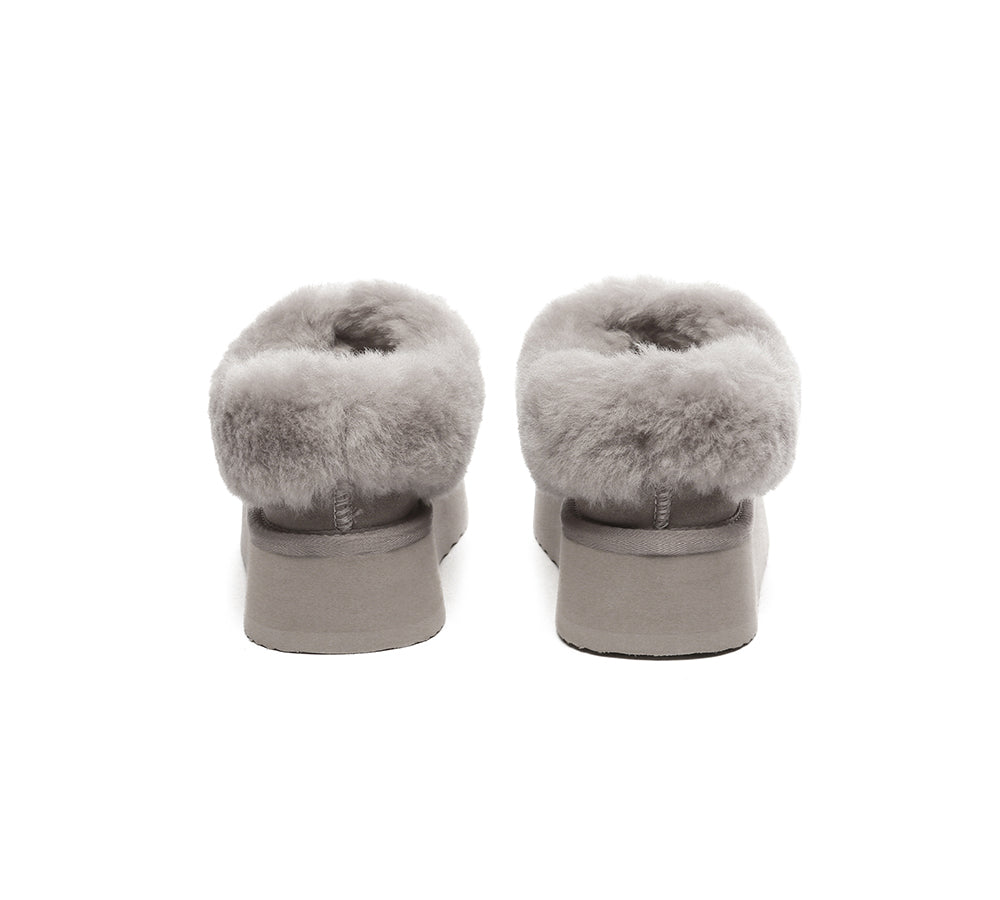 UGG EVERAU® UGG Slippers Women Sheepskin Wool Collar Ankle Platform Gabri - UGG EXPRESS