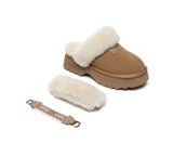 AUSTRALIAN SHEPHERD® 3-Way Style UGG Slippers Women Removable Wool Strap Slingback Chunky Platform Muna