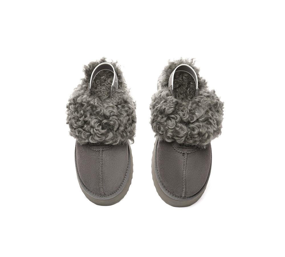 AUSTRALIAN SHEPHERD?? UGG Slippers Women Removable Wool Strap Slingback Platform Waffle Curly - UGG EXPRESS