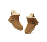 EVERAU® UGG Boots Women Sheepskin Wool Buckle Decor Ankle Polarwalk