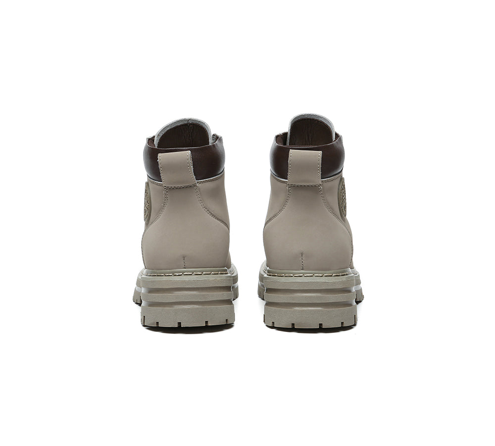 EVERAU® UGG Boots Women Leather Chunky Aubrey