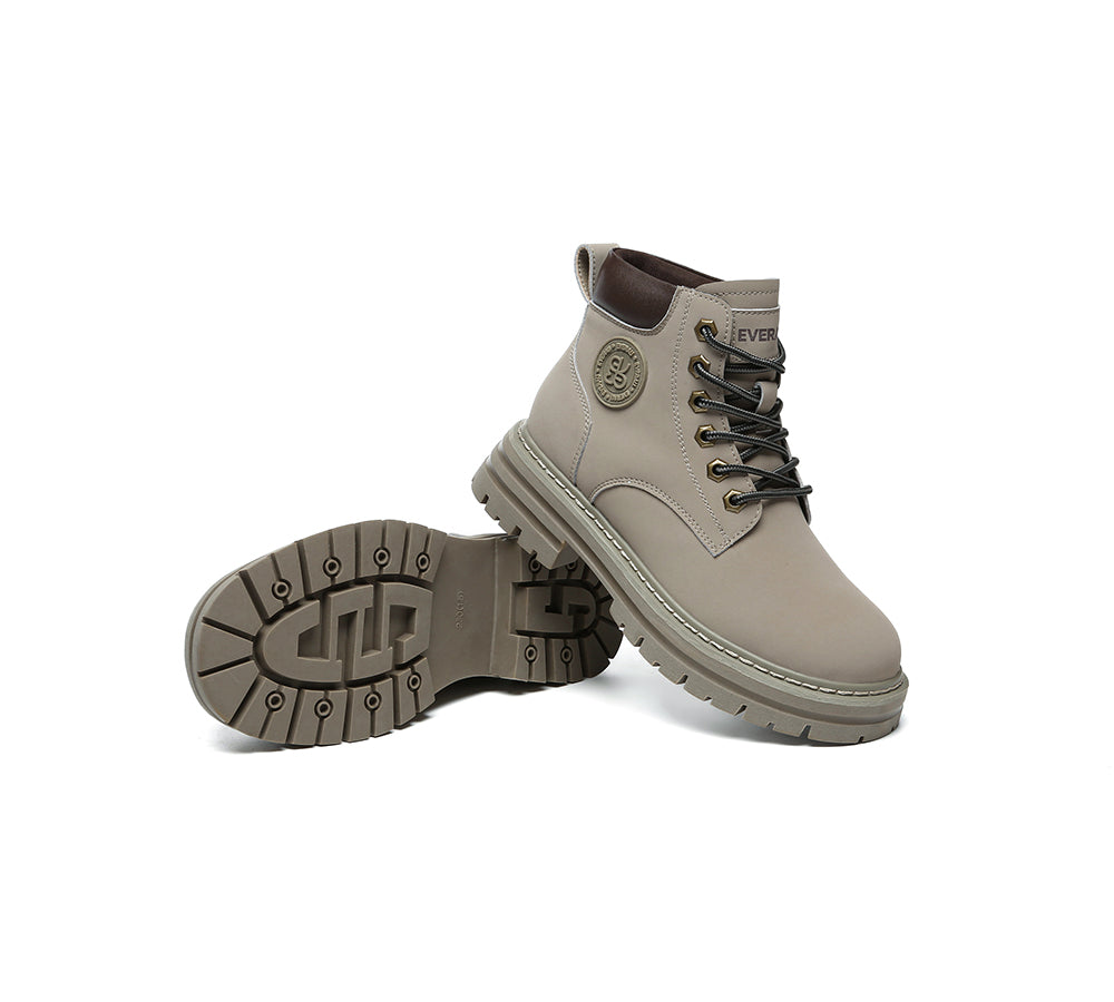 EVERAU® UGG Boots Women Leather Chunky Aubrey