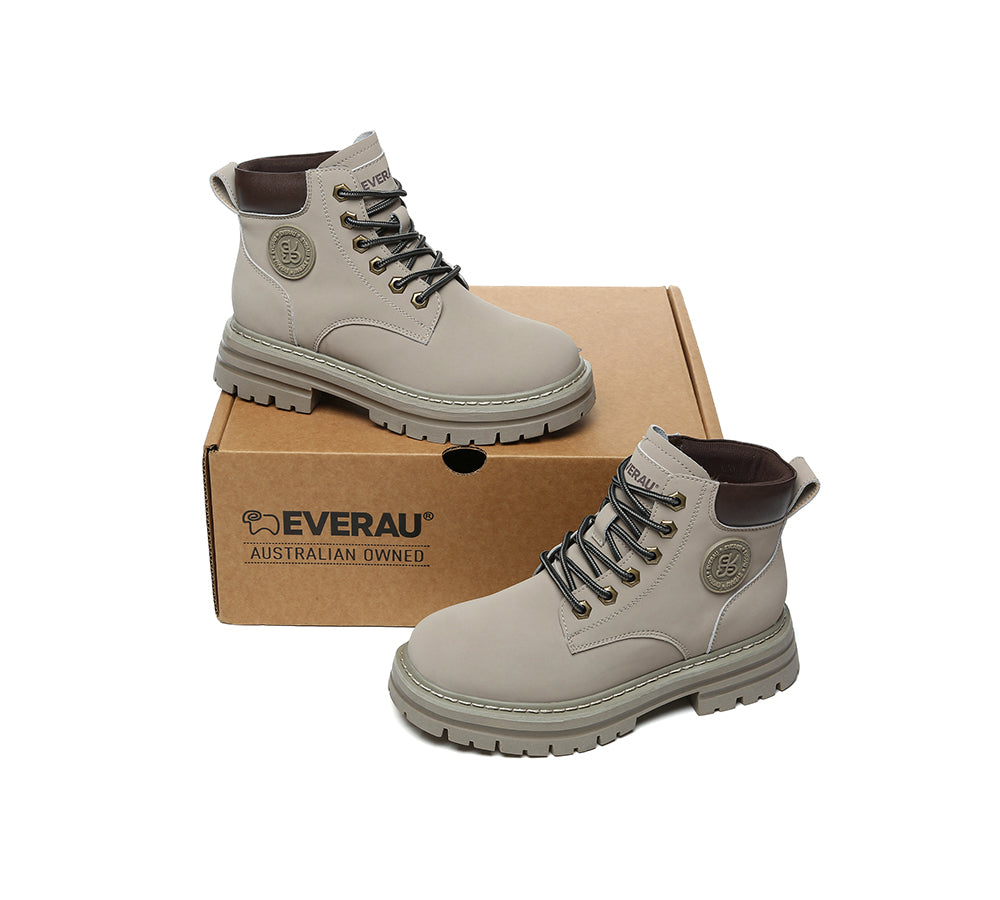 EVERAU® UGG Boots Women Leather Chunky Aubrey