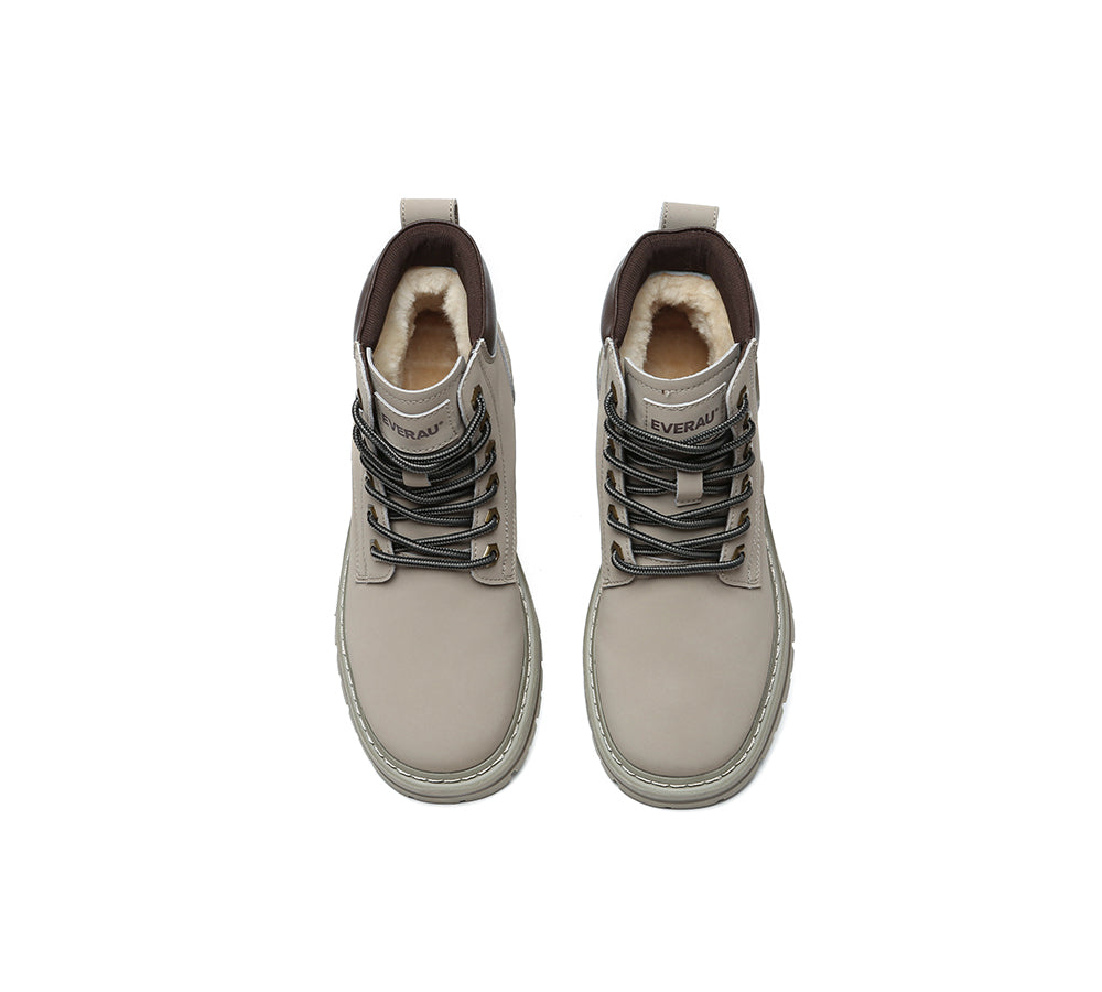 EVERAU® UGG Boots Women Leather Chunky Aubrey