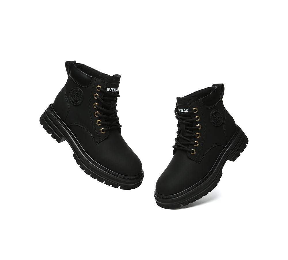 EVERAU® UGG Boots Women Leather Chunky Aubrey