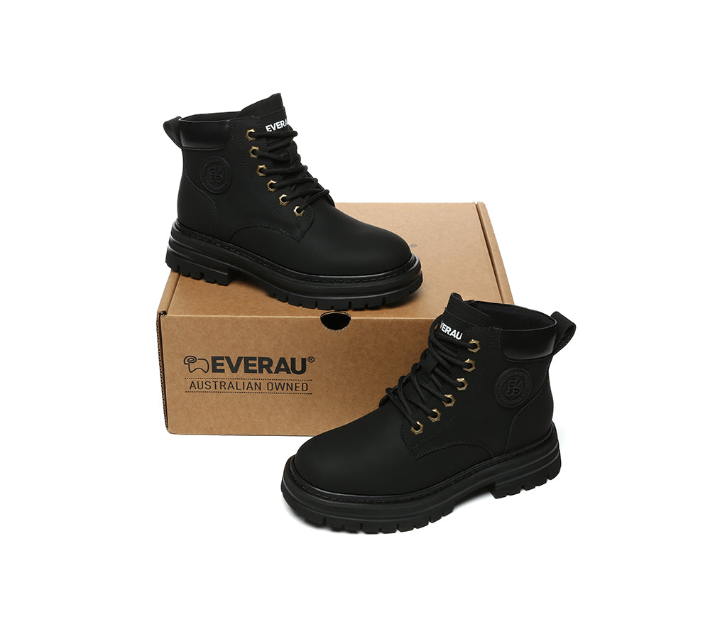 EVERAU® UGG Boots Women Leather Chunky Aubrey