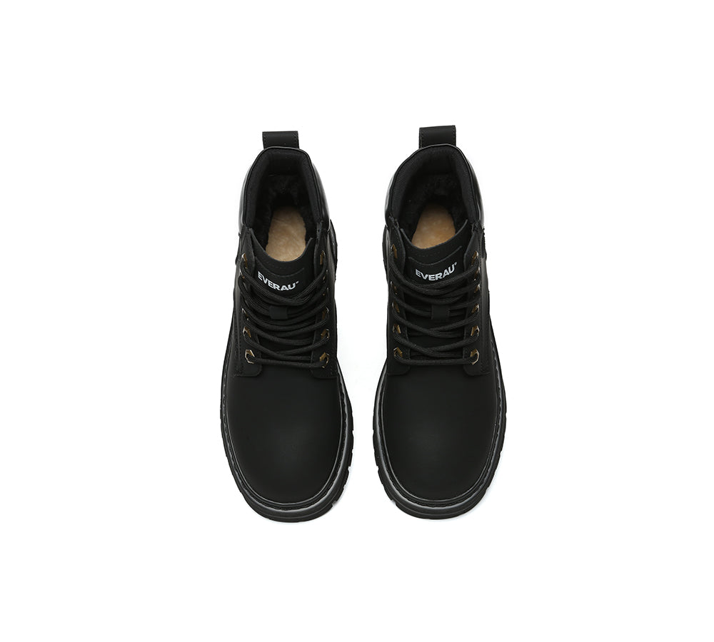 EVERAU® UGG Boots Women Leather Chunky Aubrey