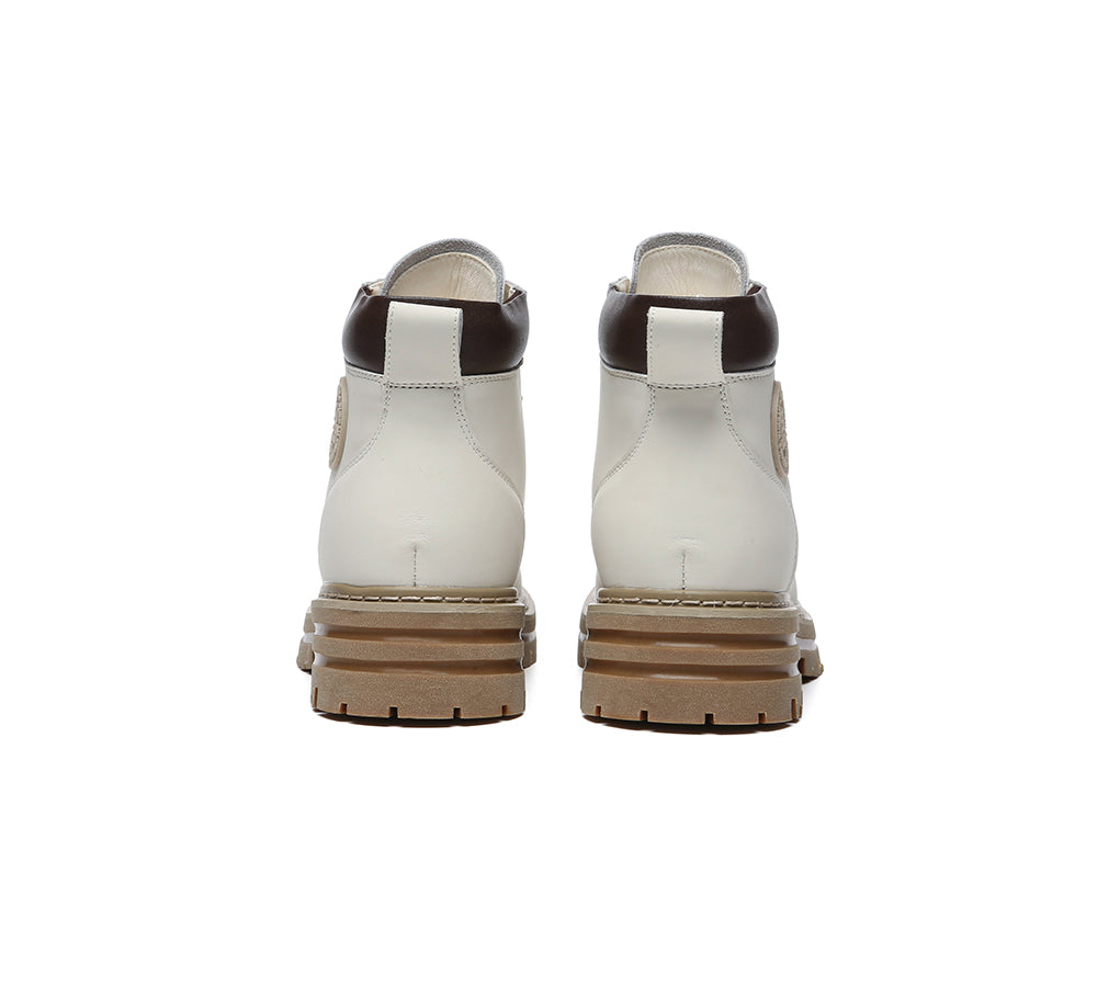 EVERAU® UGG Boots Women Leather Chunky Aubrey
