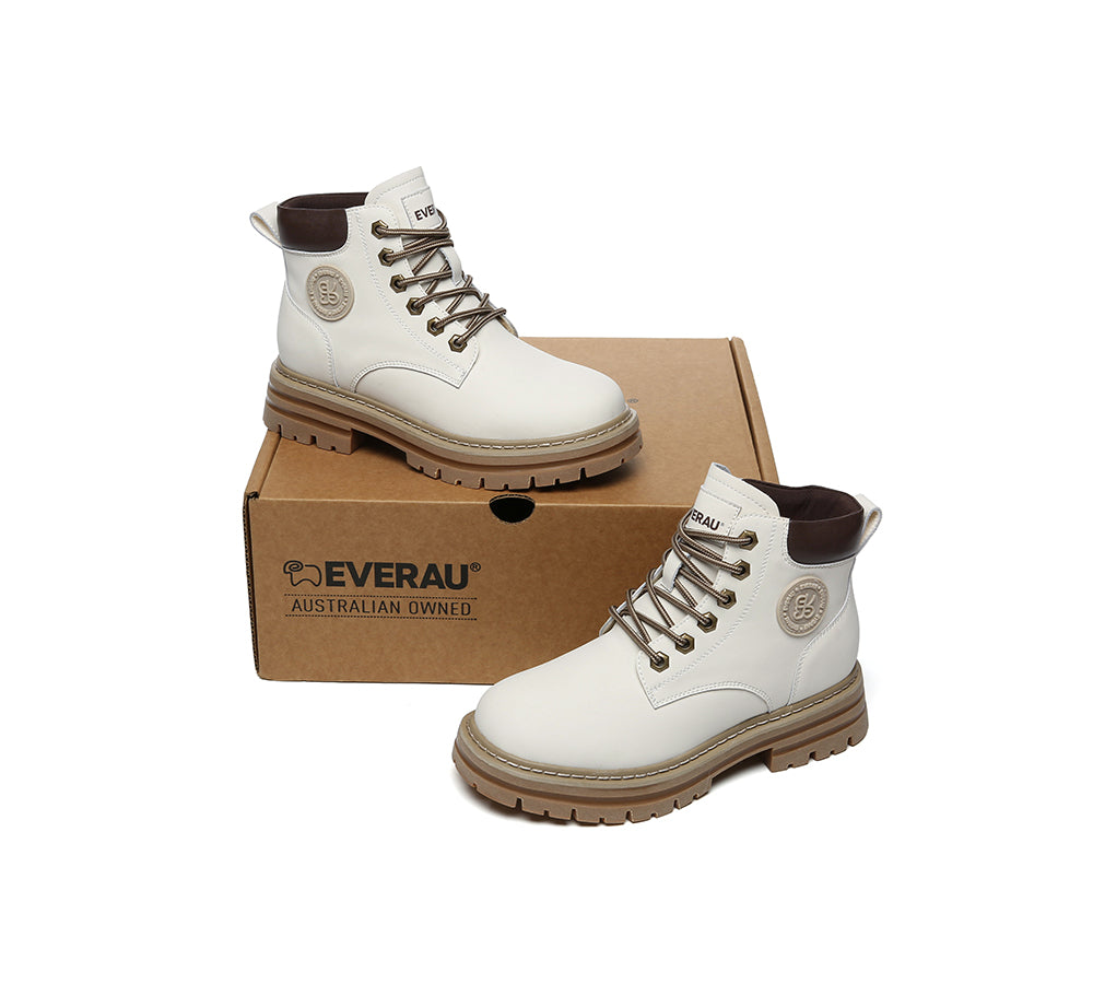 EVERAU® UGG Boots Women Leather Chunky Aubrey