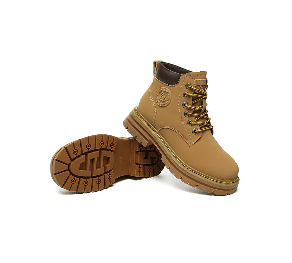 EVERAU® UGG Boots Women Leather Chunky Aubrey