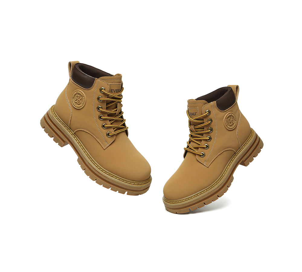 EVERAU® UGG Boots Women Leather Chunky Aubrey