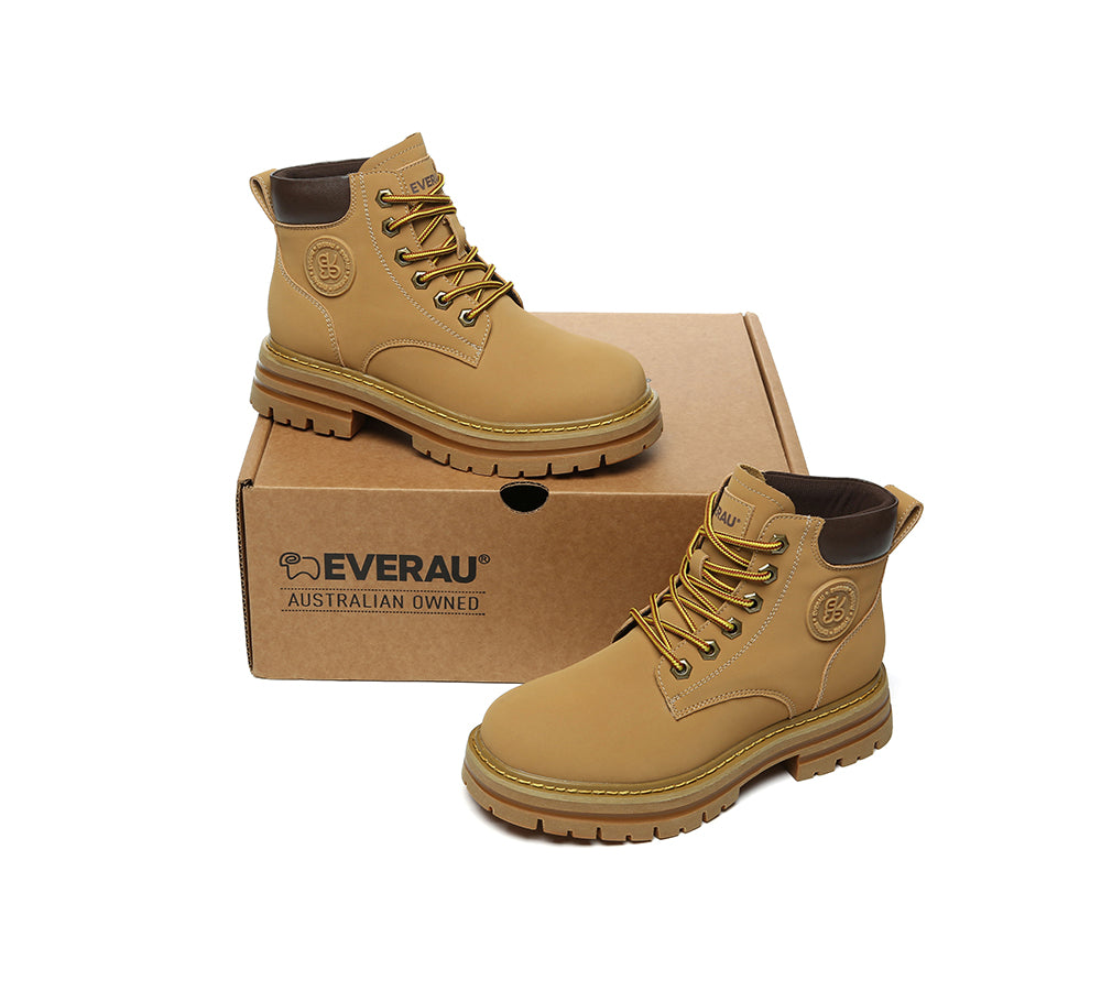 EVERAU® UGG Boots Women Leather Chunky Aubrey
