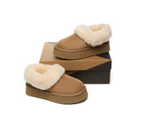 AUSTRALIAN SHEPHERD® UGG Slippers Women Sheepskin Wool Collar Ankle Platform Clarrie