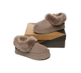 AUSTRALIAN SHEPHERD® UGG Slippers Women Sheepskin Wool Collar Ankle Platform Clarrie