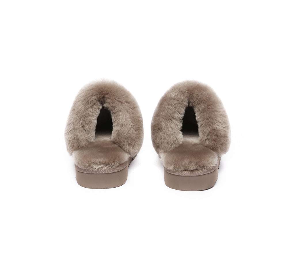 EVERAU® UGG Slippers Sheepskin Wool Suede Scuff Muffin - UGG EXPRESS