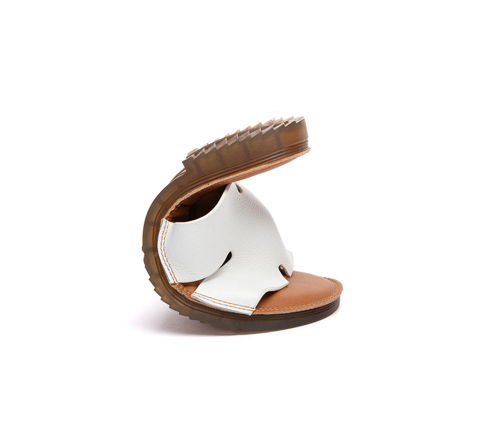 EVERAU® Women Slides Leather Ultra Soft Woven Flat Clovey EVERAU