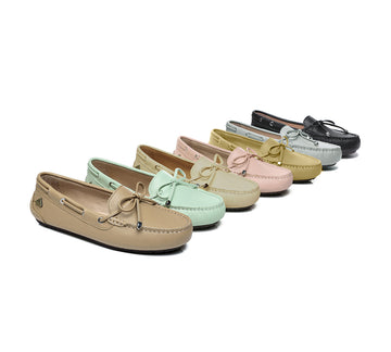 EVERAU® Women Leather Bow Casual Summer Moccasin Frida EVERAU