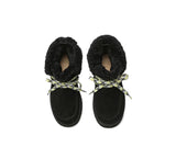 EVERAU® UGG Boots Women Sheepskin Wool Lace Up Ankle Platform Honour