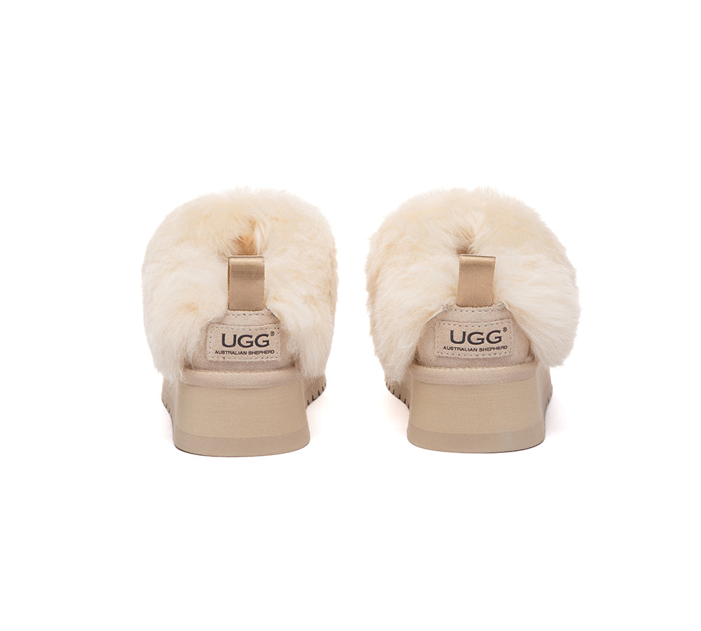AUSTRALIAN SHEPHERD® UGG Slippers Sheepskin Wool Collar Ankle Platform Mianee UGG AUSTRALIAN SHEPHERD