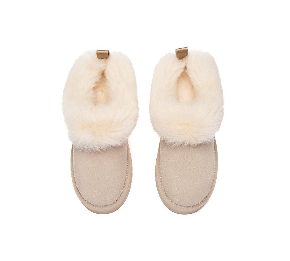 AUSTRALIAN SHEPHERD® UGG Slippers Sheepskin Wool Collar Ankle Platform Mianee UGG AUSTRALIAN SHEPHERD