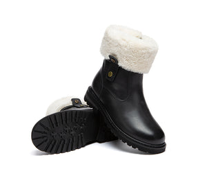 ugg leather dress boots Classic Ultra Mini leather ankle boots - chocolate