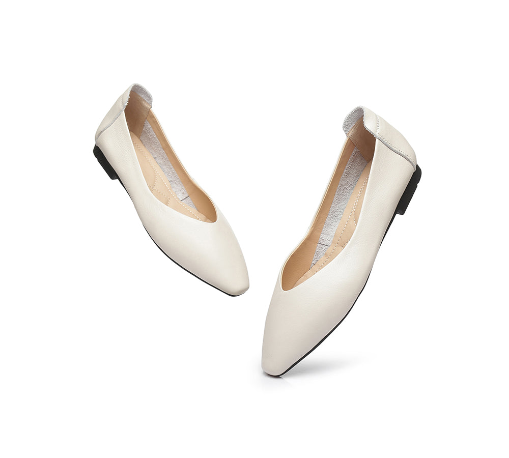 EVERAU® Women Leather Pointed Toe Ballet Flats Everly - UGG EXPRESS