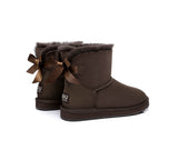 Urban UGG® Women Boots Double faced Sheepskin Wool Mini Back Bow