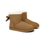 Urban UGG® Women Boots Double faced Sheepskin Wool Mini Back Bow