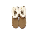 Urban UGG® Women Boots Double faced Sheepskin Wool Mini Back Bow