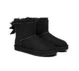 Urban UGG® Women Boots Double faced Sheepskin Wool Mini Back Bow