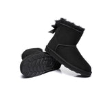 Urban UGG® Women Boots Double faced Sheepskin Wool Mini Back Bow