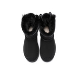 Urban UGG® Women Boots Double faced Sheepskin Wool Mini Back Bow