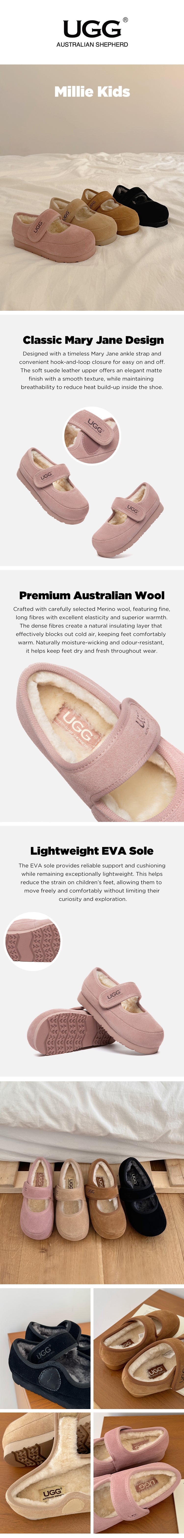 AUSTRALIAN SHEPHERD® UGG Slippers Kids Mary Jane Millie