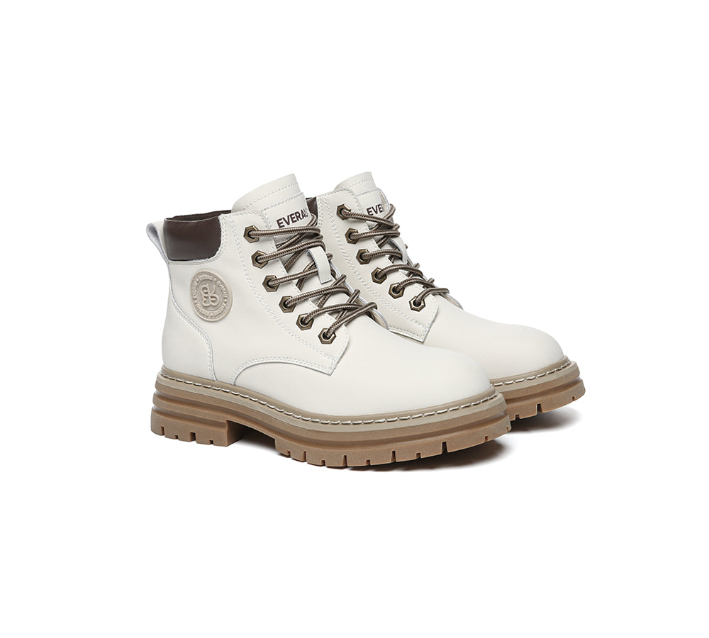 EVERAU® Women Leather Chunky Boots Stephanie