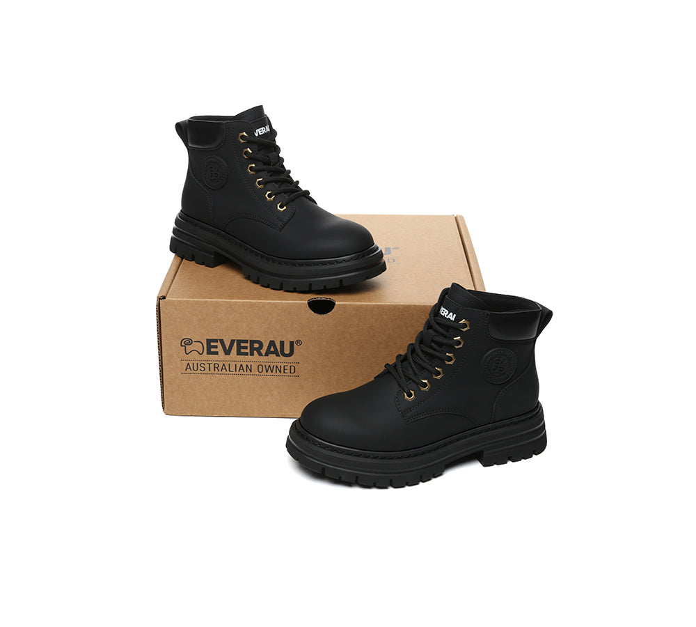 EVERAU® Women Leather Chunky Boots Stephanie