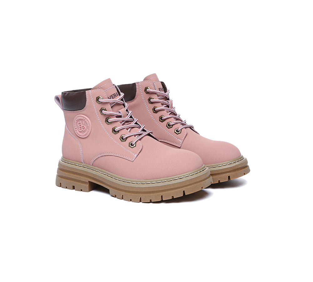 EVERAU® Women Leather Chunky Boots Stephanie