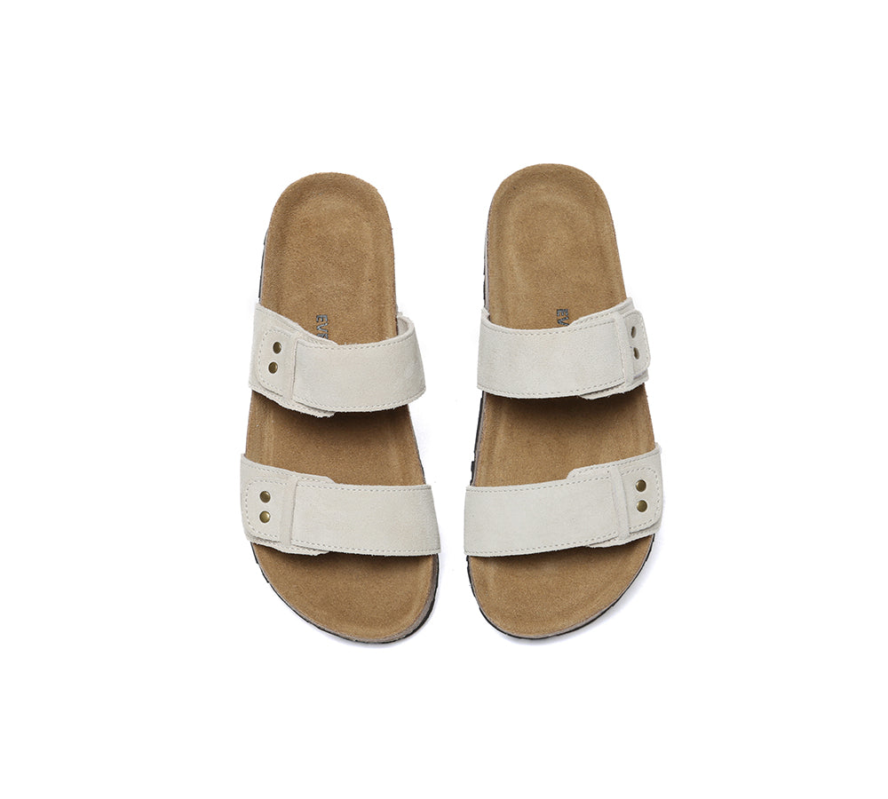 EVERAU?? Double Straps Embossed Slip-on Summer Sandal Slides Aurelia - UGG EXPRESS