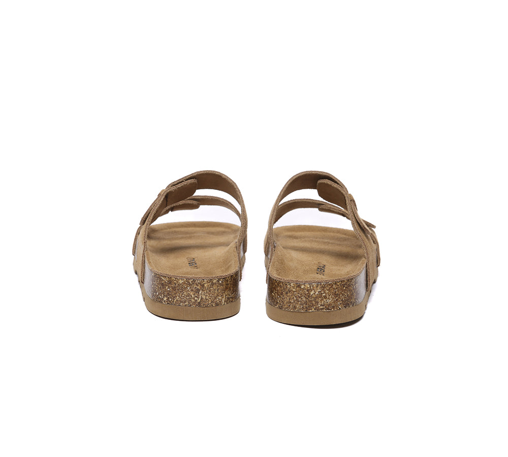 EVERAU?? Double Straps Embossed Slip-on Summer Sandal Slides Aurelia - UGG EXPRESS