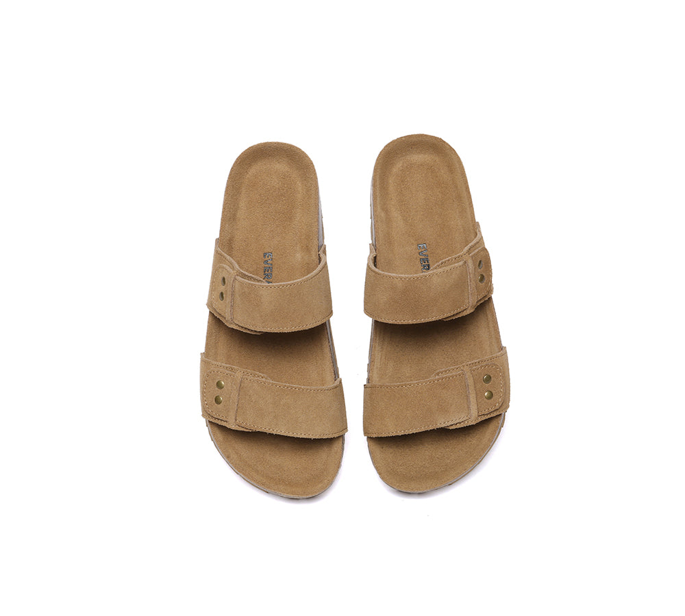EVERAU?? Double Straps Embossed Slip-on Summer Sandal Slides Aurelia - UGG EXPRESS