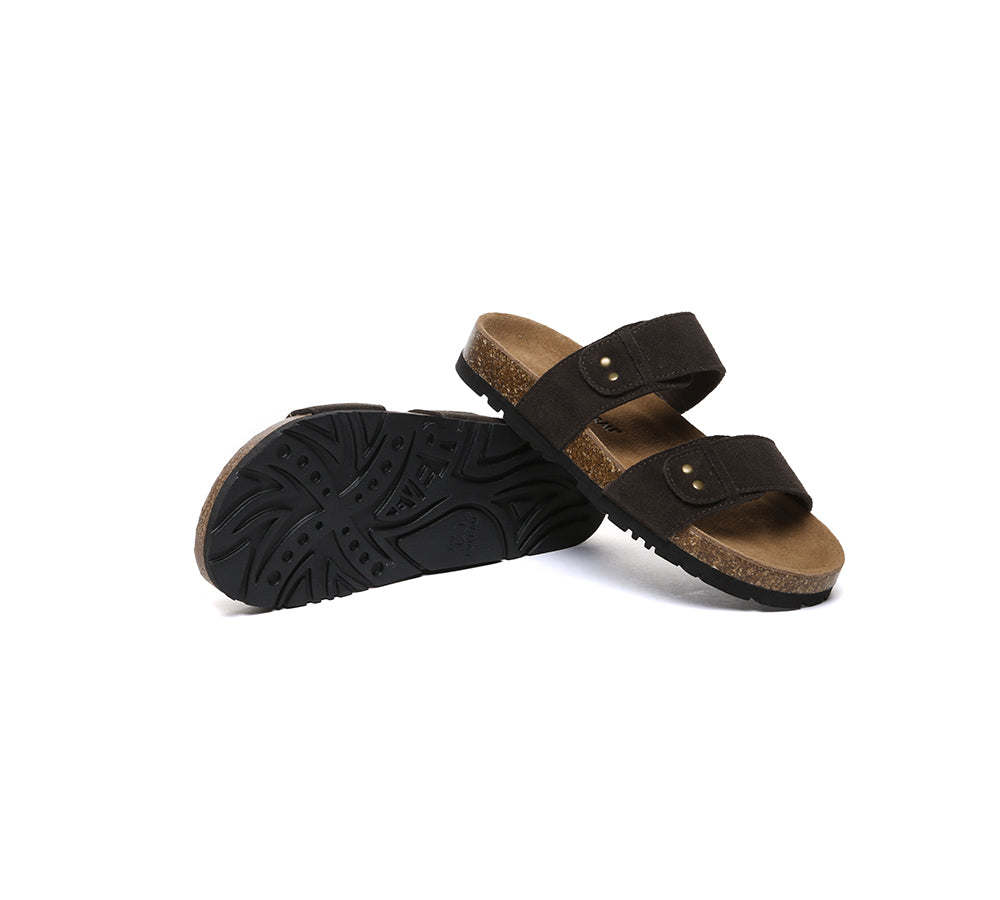 EVERAU?? Double Straps Embossed Slip-on Summer Sandal Slides Aurelia - UGG EXPRESS