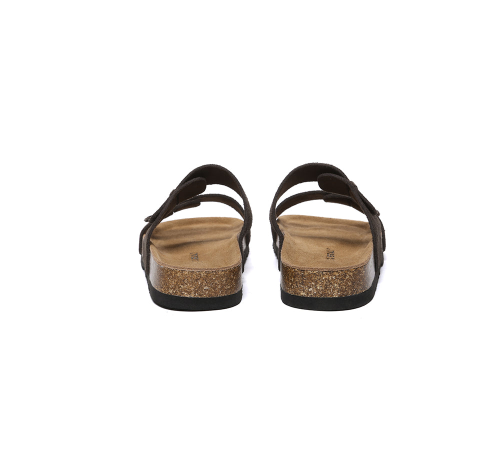 EVERAU?? Double Straps Embossed Slip-on Summer Sandal Slides Aurelia - UGG EXPRESS