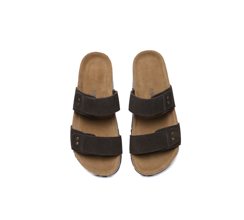 EVERAU?? Double Straps Embossed Slip-on Summer Sandal Slides Aurelia - UGG EXPRESS