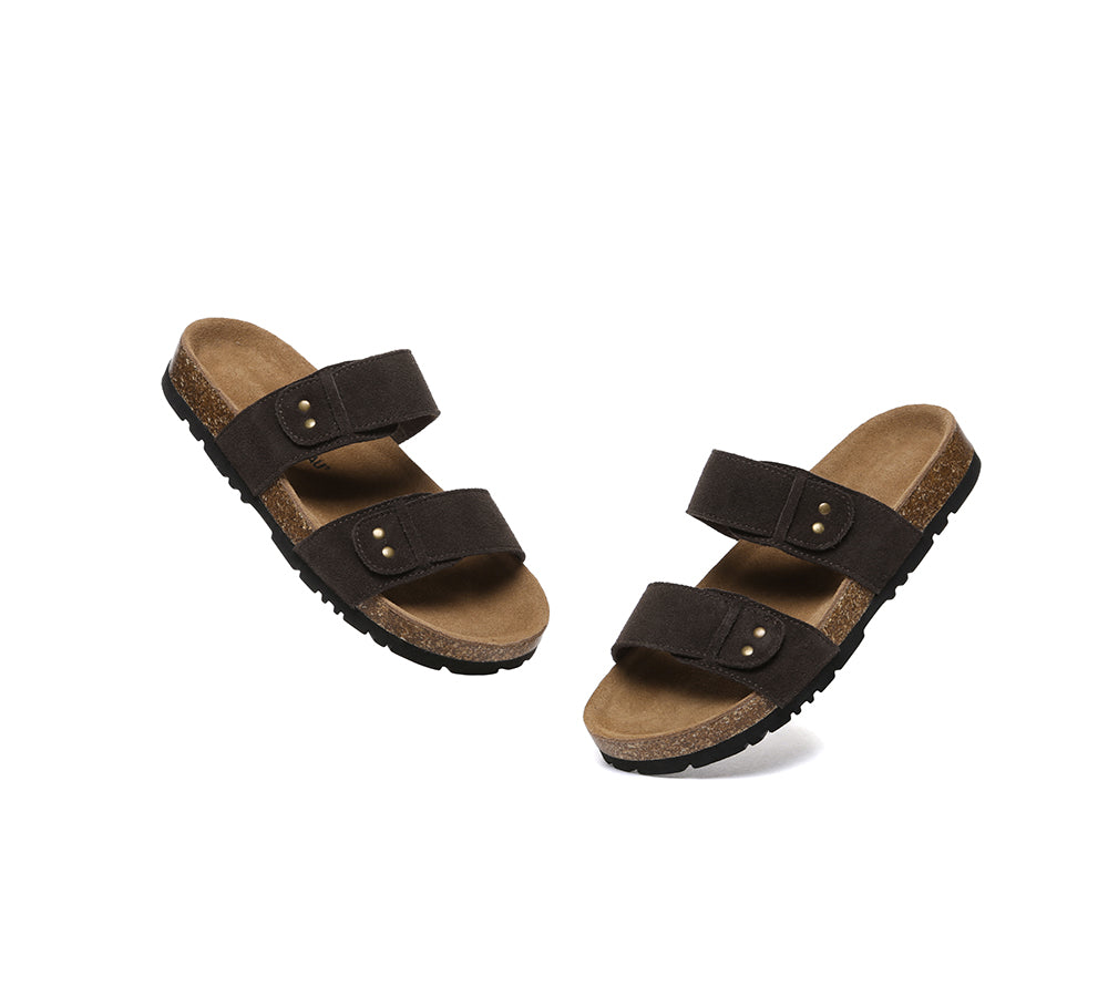 EVERAU?? Double Straps Embossed Slip-on Summer Sandal Slides Aurelia - UGG EXPRESS