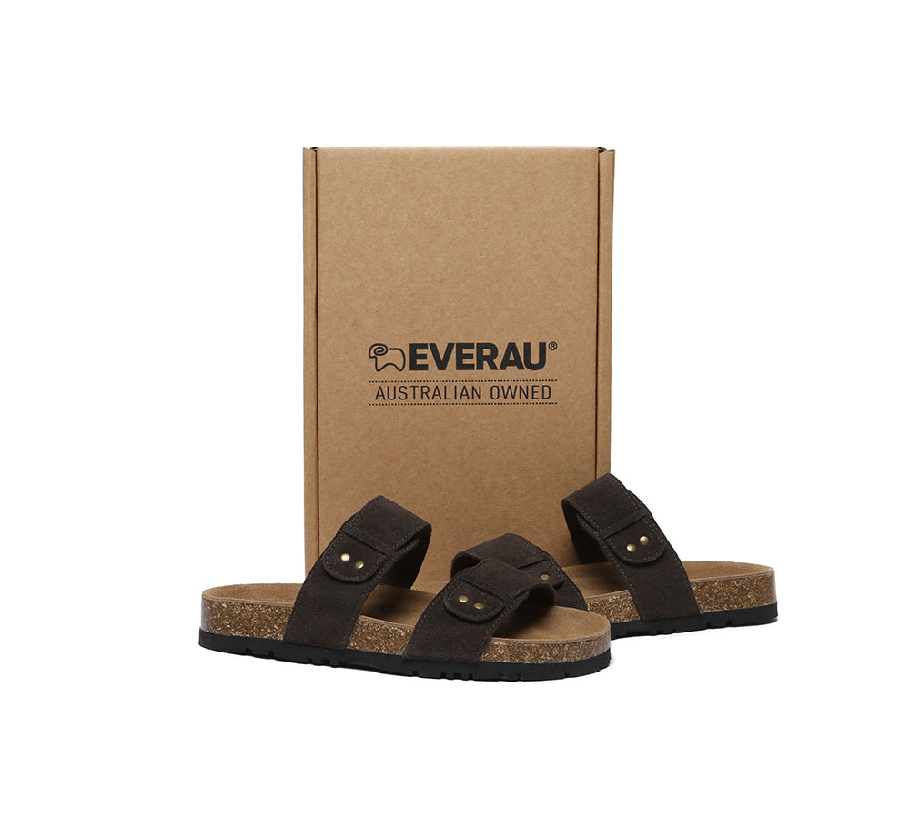 EVERAU?? Double Straps Embossed Slip-on Summer Sandal Slides Aurelia - UGG EXPRESS