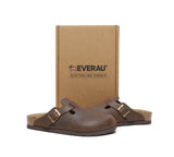 EVERAU® Women Leather Adjustable Buckled Straps Slip-on Flat Sandal Slides Brooklyn - UGG EXPRESS