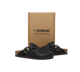 EVERAU® Women Leather Adjustable Buckled Straps Slip-on Flat Sandal Slides Brooklyn - UGG EXPRESS