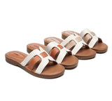 EVERAU® Women Leather Woven Ultra Soft Flat Slides